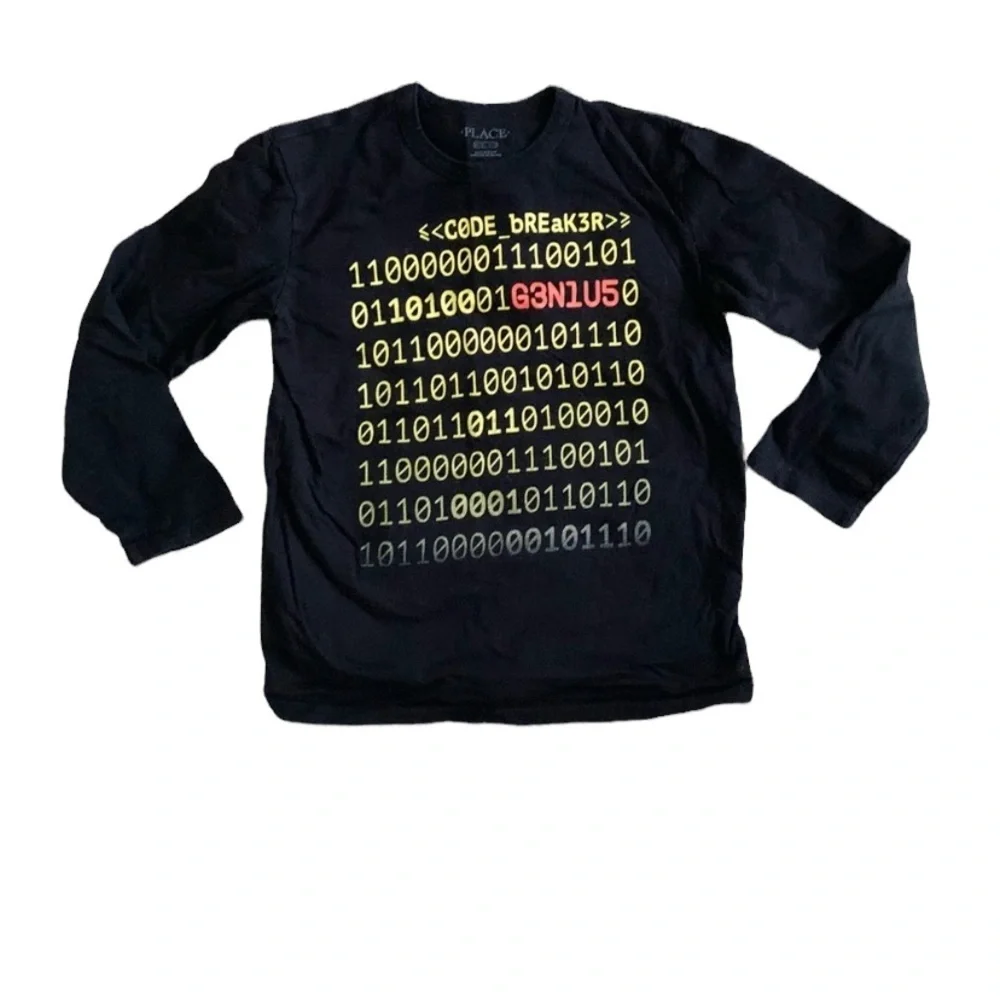 Children’s Place | Long Sleeve Top Black Shirt Coding Yellow Genius Red